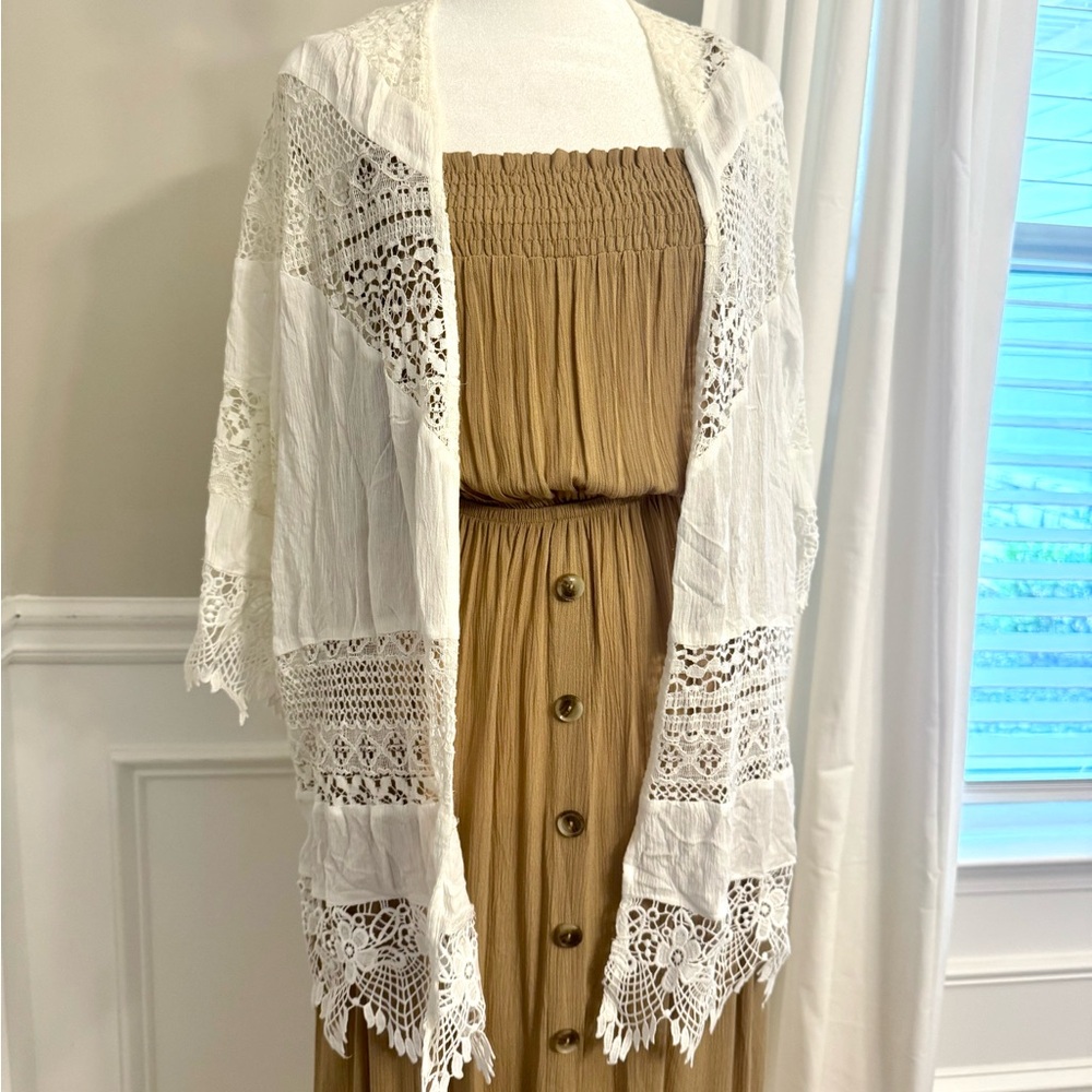 Lush Nordstrom White Lace Kimono Cardigan S/M